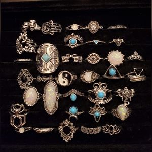 30 FASHION RINGS- CHROME TYPE METAL MATERIAL-NOT SILVER